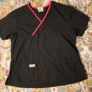 Urbane scrubs set, black and pink XL